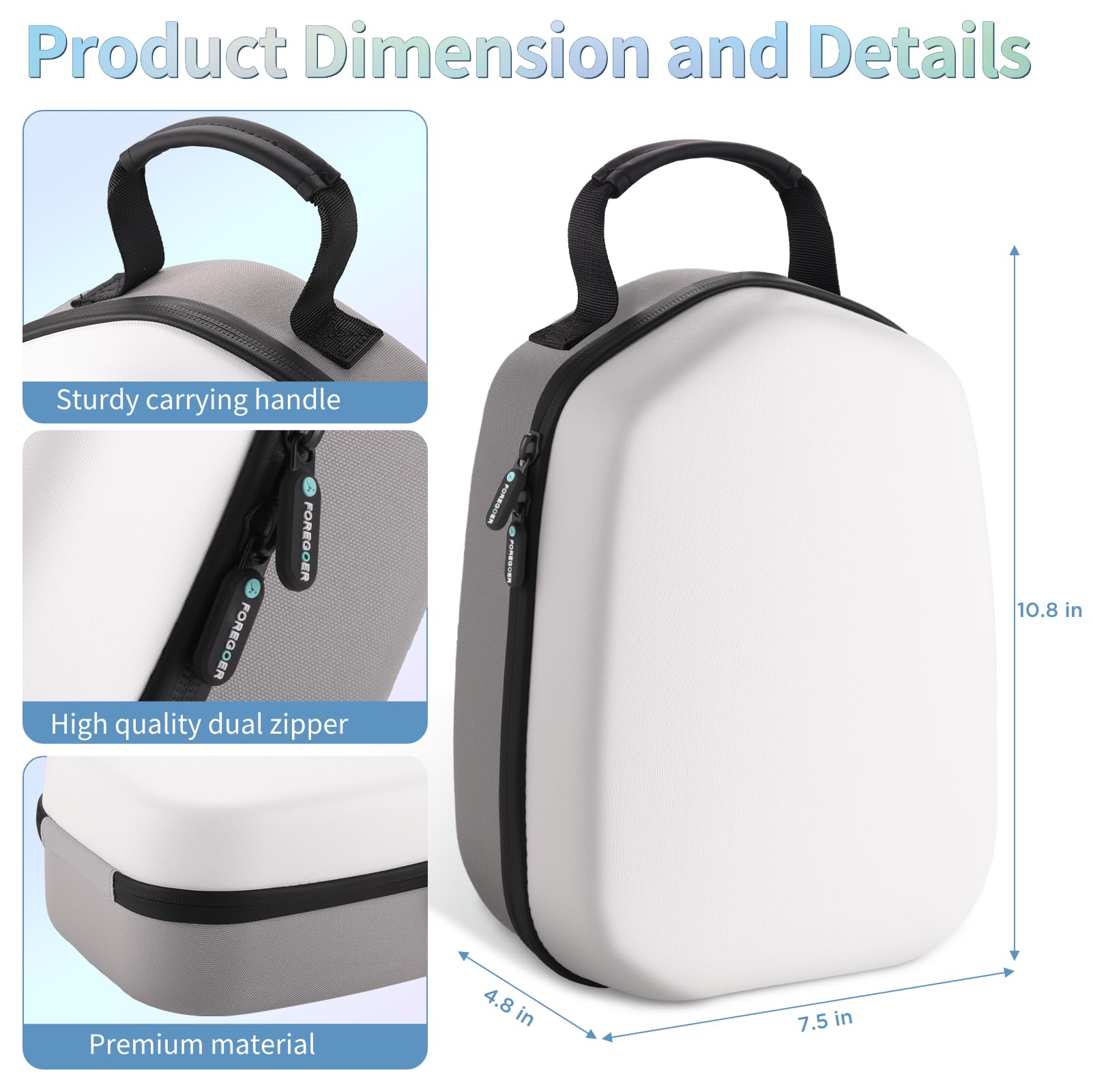 Foregoer Funda de transporte para Meta Quest 3/Oculus Quest 2/Apple Vision Pro, White, 29 x 22 x 12.5 cm, moda