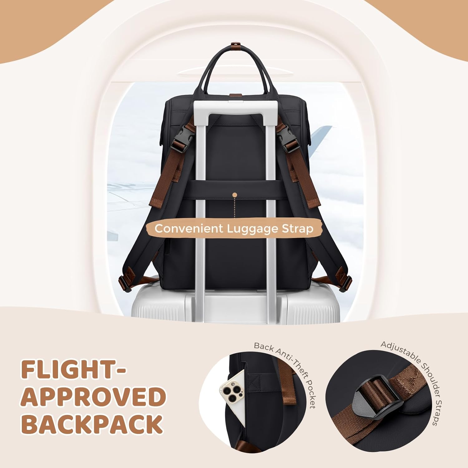 Diaper Bag Backpack,Multi Function Water Resistant Diaper Bag With Hook,Casual Hanging diaper bag for mom,16 Inch,Black