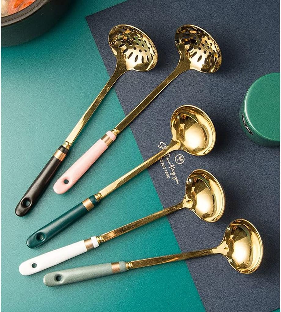 Tea Spoons Soup Spoon Slotted Spoon Large Household Spoon Stainless Steel Soup Spoon Soup Spoon Long Handle Spoon Thickened Handle Handle Spoon 2-Piece Set Ice Tea Spoons (Color : B) (C)