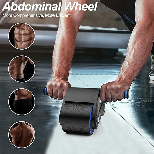Miniatura 4 de Rueda de rodillo abdominal, rueda de rebote automático, rodillo de rueda abdominal para entrenamiento de núcleo, rueda de rodillo abdominal para