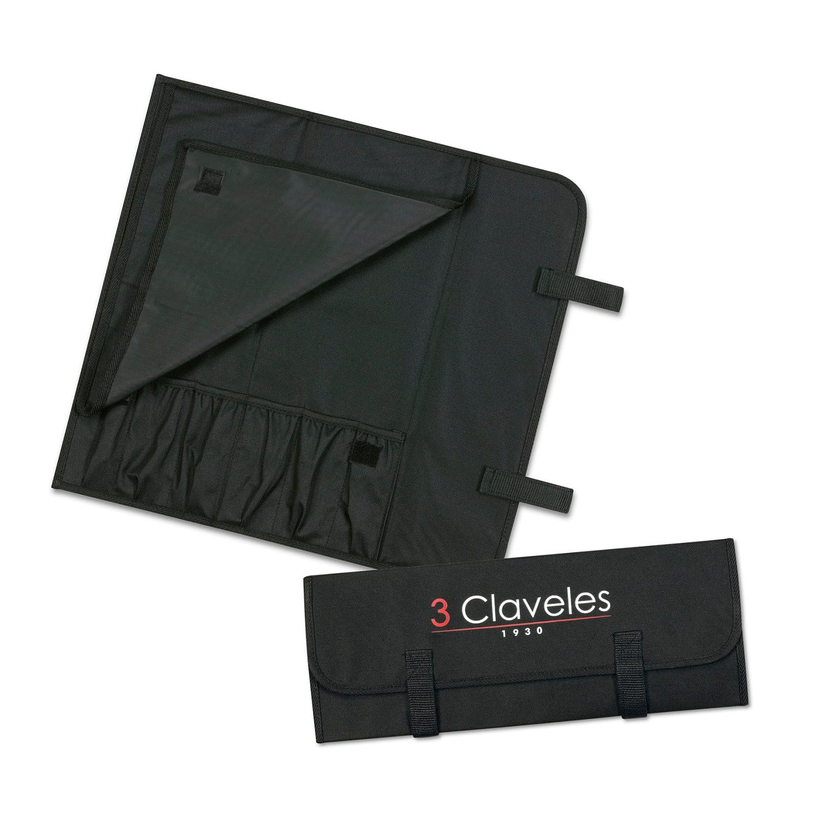 3 CLAVELES Set Cuchillos de Cocina-Cuchillo Carnicero, Deshuesador y Jamonero + Chaira + Maletín Portacuchillos con capacidad para 6 piezas, Alloy Steel, Cranberry, 39.5x19x24 cm