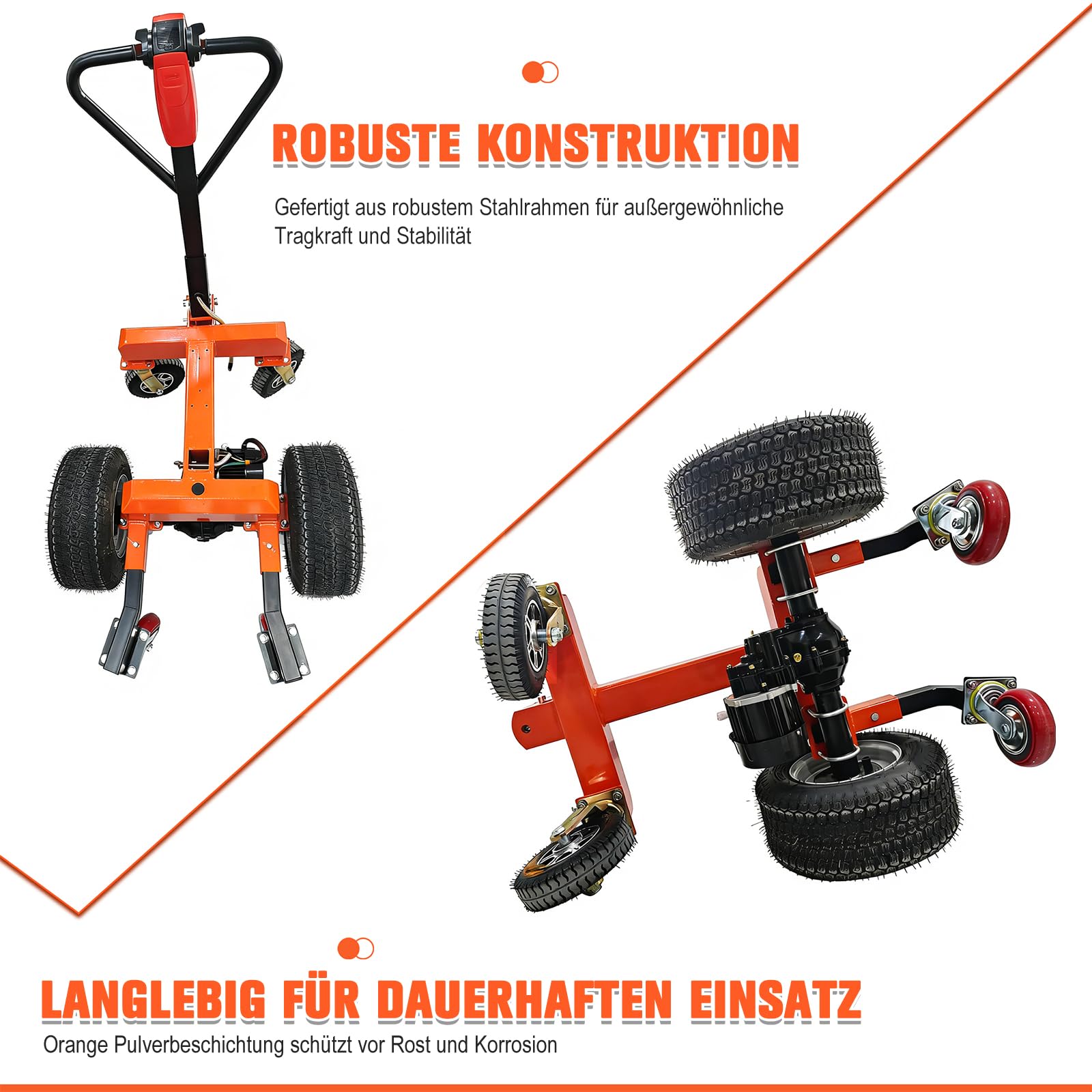 Elektrischer Anhänger Dolly mit 2 Kuppelkugeln(50mm&47.6mm), Elektrischer Trailer Mover MaxTraglast 3400kg mit Geländerädern, Höhenverstellbar, Vorwärts/Rückwärts/Bremsschalter für RV, Boot, Wohnmobil