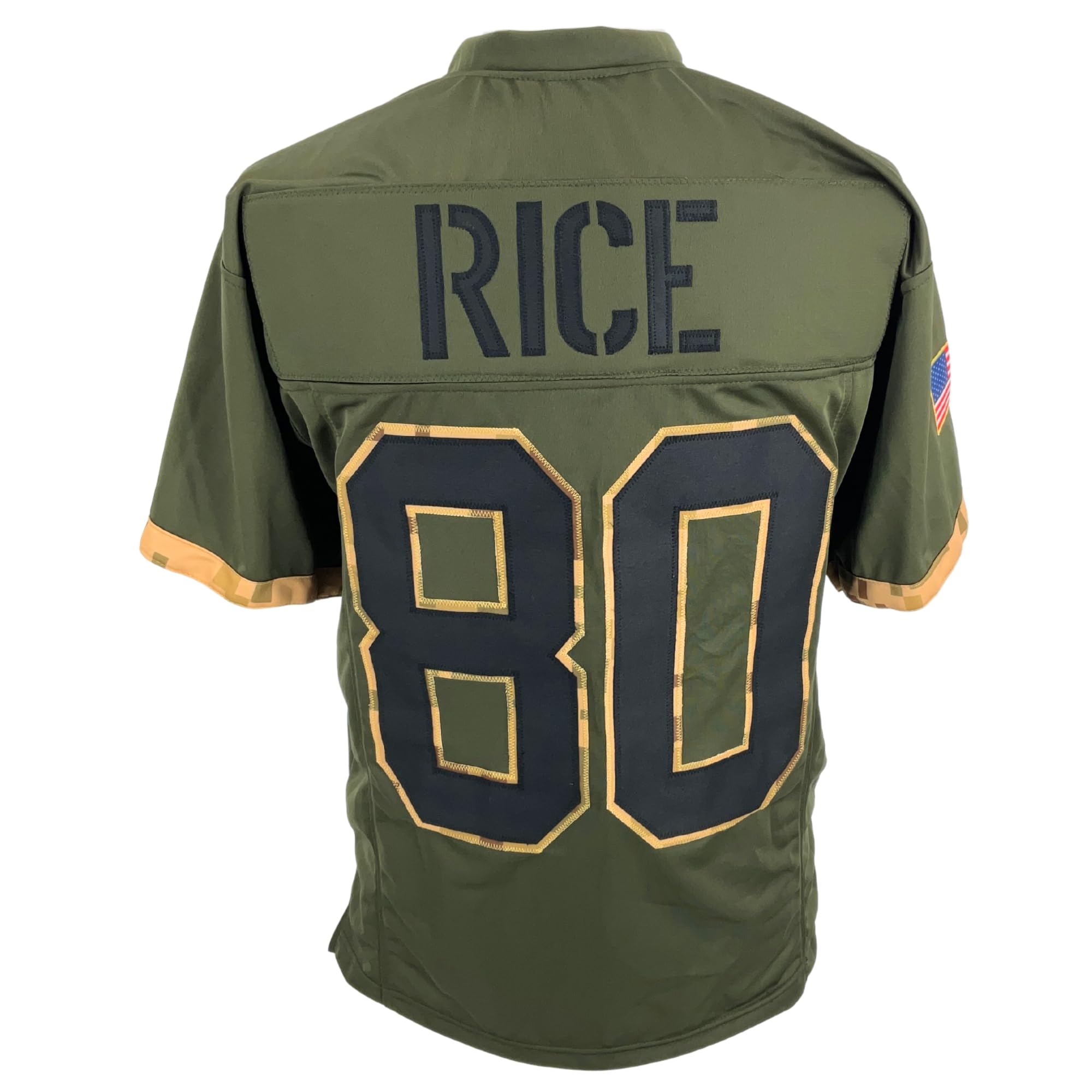 Jerry Rice Jersey Olive Camouflage San Francisco | Unisex Adult Sizes S-5XL Unsigned Sewn Stitched
