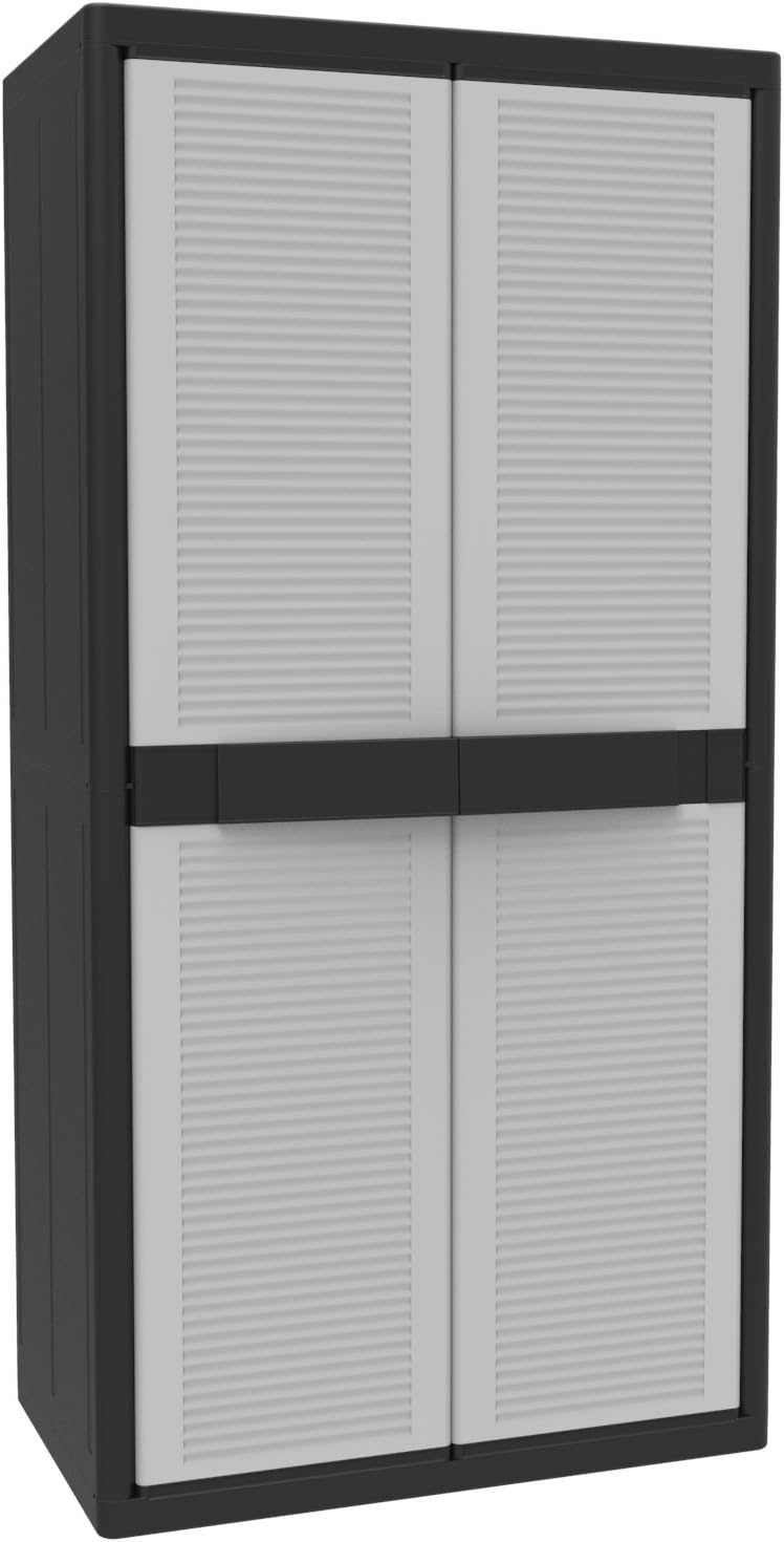 Terry, Jumbo Cab 2900 Qblack, Especially spacious 2-Door Cabinet, 3 Internal Shelves - 89.7x53.7x180 cm