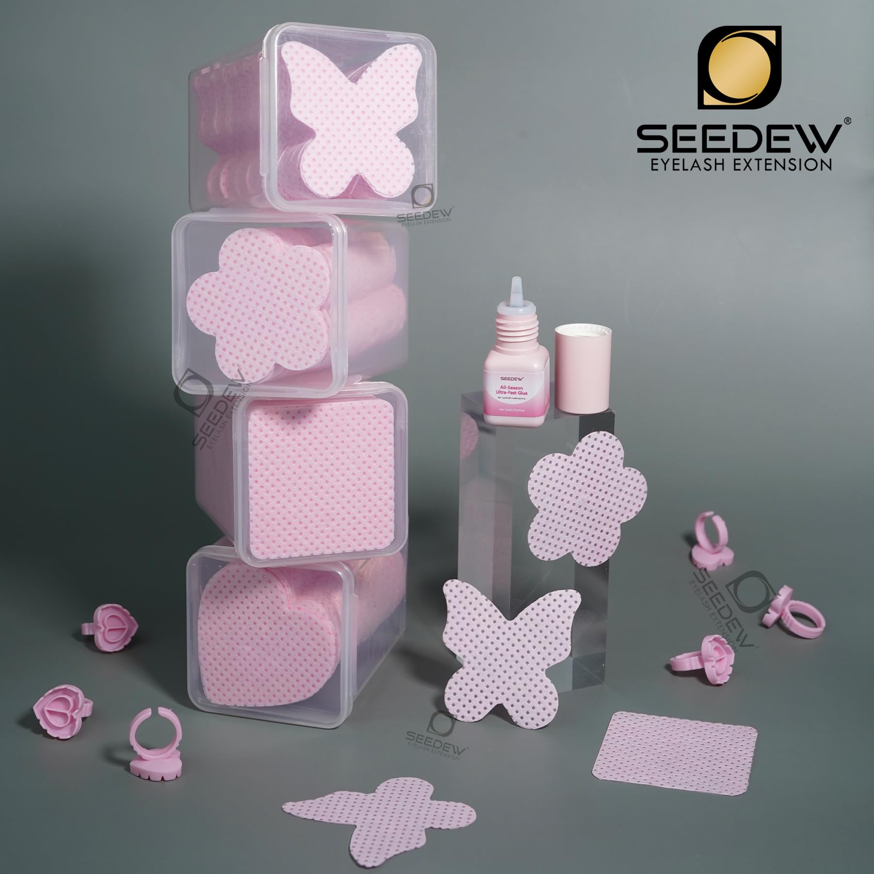 200 Pezzi Salviette Colla Ciglia, Panno Magico Senza Pelucchi, Panni per la Pulizia di Colla, Extension Ciglia, Unghie (1 Scatola) (Confezione Semplice) - (Forma di Cuore, Rosa)