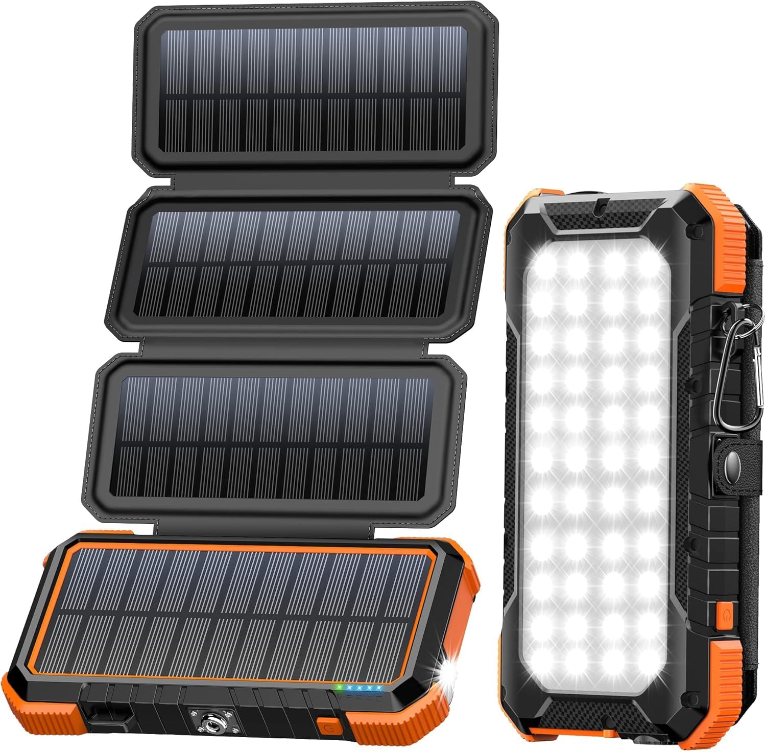 BLAVOR Powerbank solare da 20000 mAh, caricatore solare con 4 pannelli solari e uscite USB C, PD 18 W, ricarica rapida, batteria esterna, caricabatterie portatile per attività all'aperto, campeggio