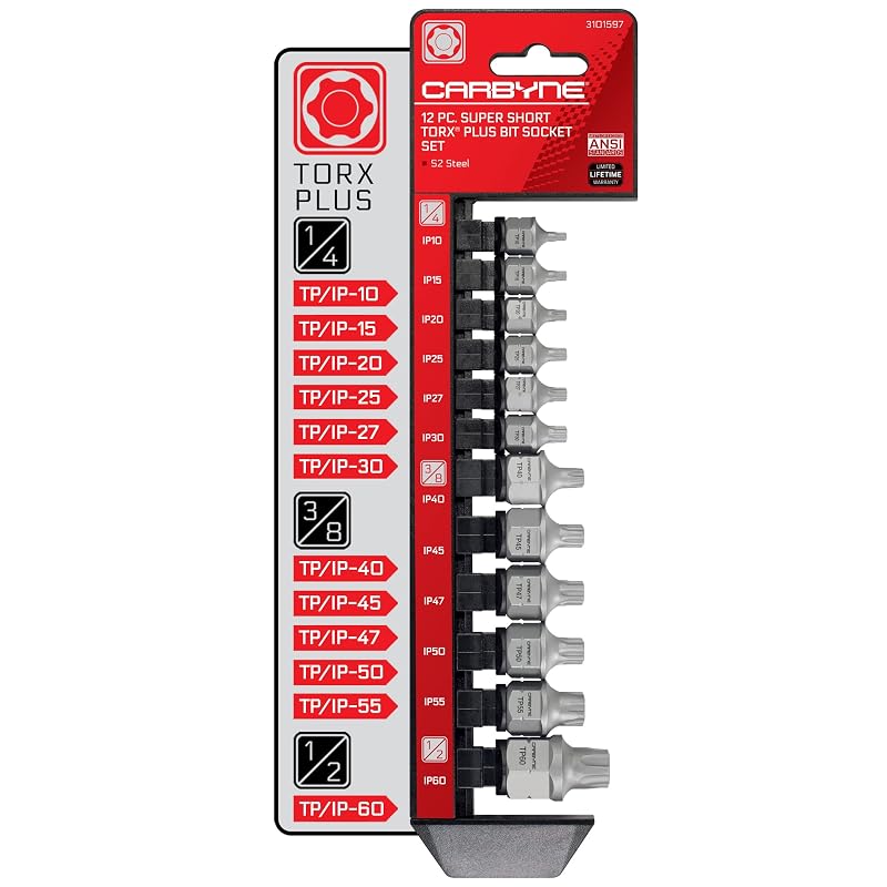 Jogo de Soquetes Torx Plus de Perfil Baixo Carbyne com 12 Peças