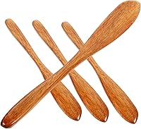 Vista 1 de Housoutil Juego de 4 cuchillos de mantequilla de madera, esparcidor de cuchillos de mantequilla de madera, esparcidores de mantequilla, cuchillo