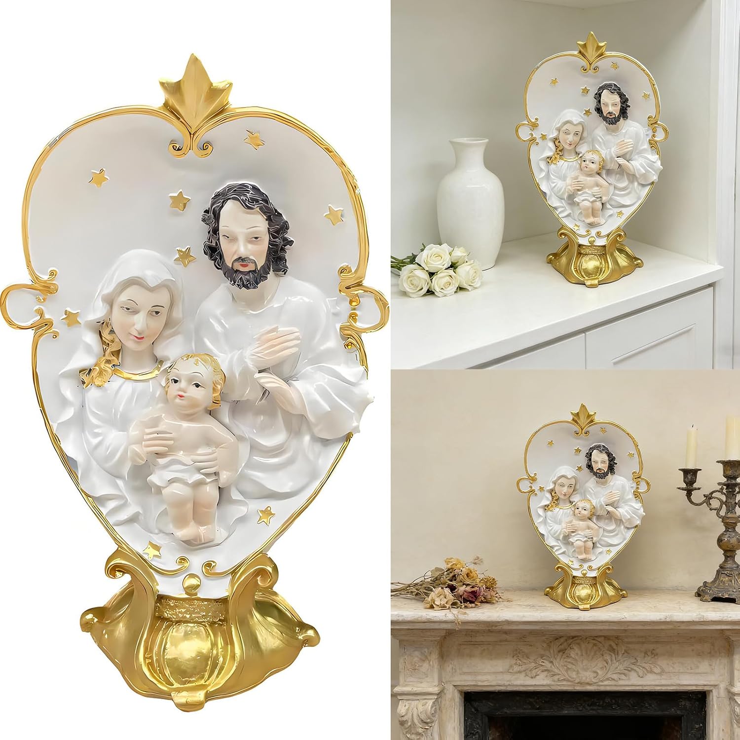 Jesuses Holy Family Statue Miniature Christmas Nativity Scene Sculpture for Xmases Indoor Home Table Holiday Decors Christmas Nativity Figurines