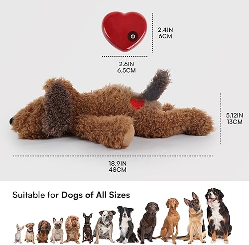 Miniatura 5 de ALL FOR PAWS Animales de peluche para perros con latidos del corazón, juguetes para perros pequeños para aliviar la ansiedad del perro, juguete de