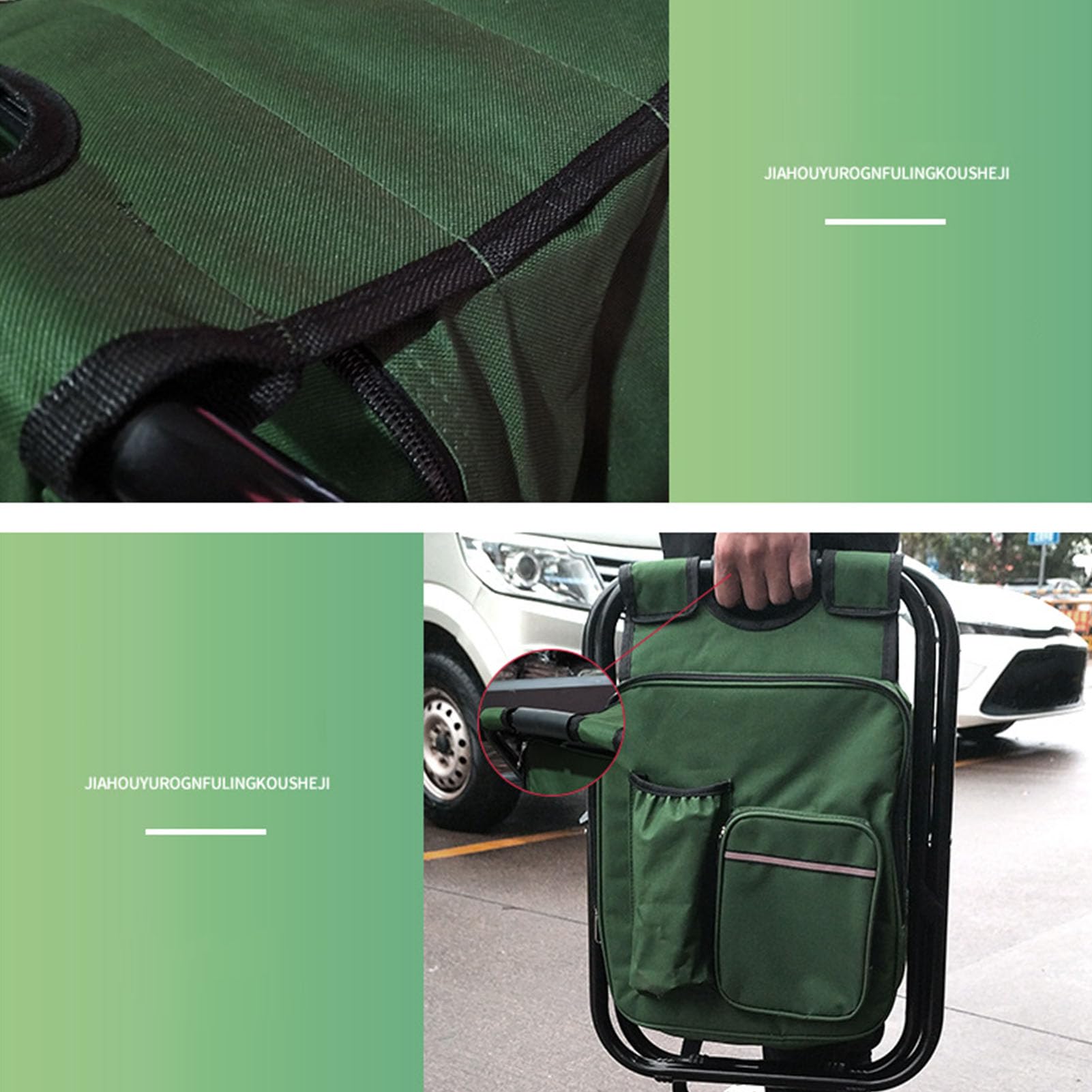 Sgabello Campeggio Pieghevole Portatile, Dispositivo Raffreddamento Pesca Pieghevole Leggero in Tessuto Oxford 600D con Doppia Cinghia, Sgabello Campeggio per Escursionismo