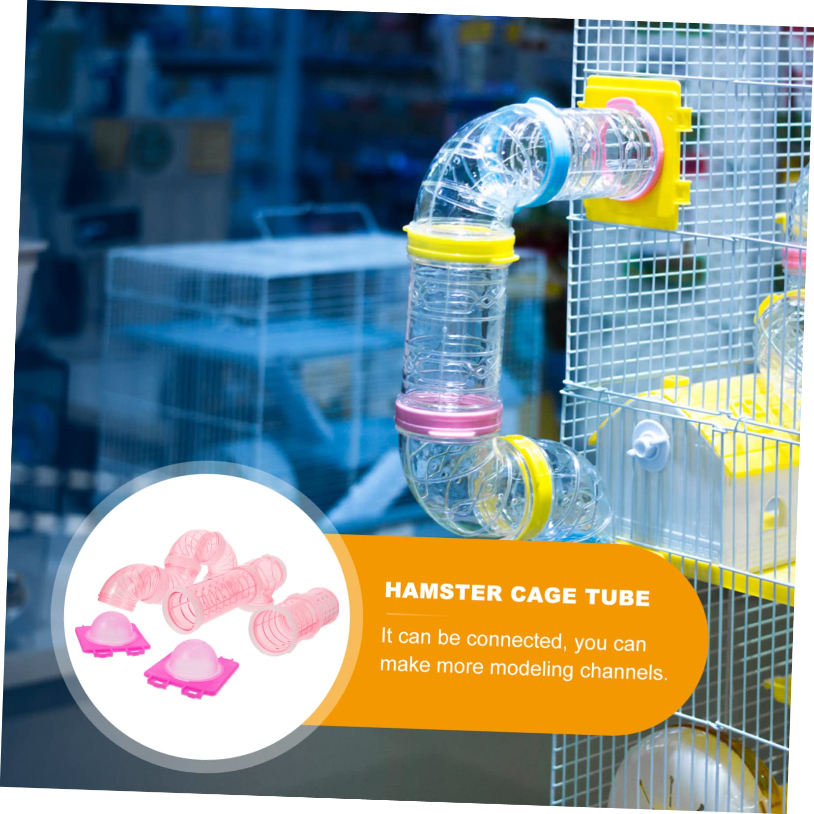 Tunnel per Criceti in Plastica Rosa, Moduli Labirinto Fai-da-te Resistenti e Collegabili per Animali Domestici, Gioco per Gabbie e Recinti