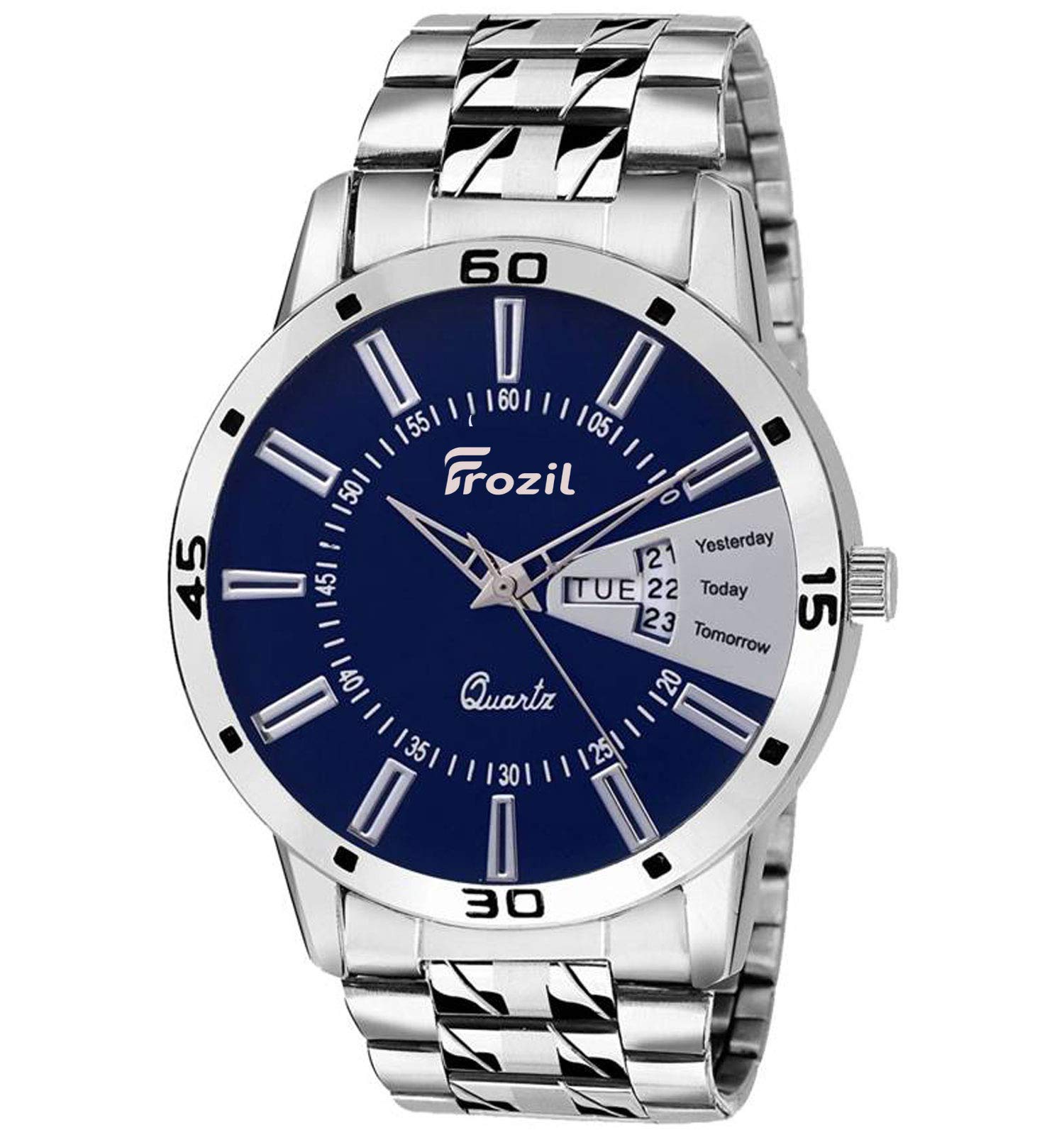 FROZIL Analogue Blue Day Date Dial Stainless Steel Watch for Mens and Boys(EG-M-107) (B085G5WSTC) Amazon Price History, Amazon Price Tracker