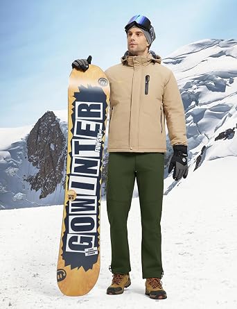 YSENTO Men's Fleece Lined Snow Ski Pants Waterproof Softshell Insulated Winter Cargo Hiking Camping Pants