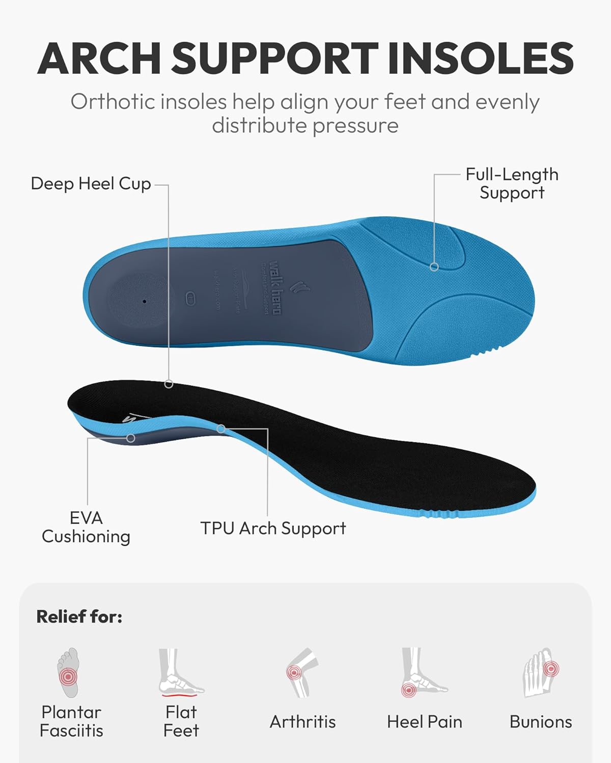 Mens Hiking Shoes for Plantar Fasciitis, Orthopedic Walking Shoes with Arch Support, Lightweight Waterproof Sneakers Wide Toe Box Shoes for Foot & Heel Pain Relief - Image 2