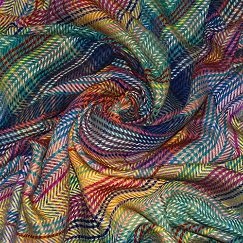 Lorenzo Cana Luxus Wolldecke aufwändig Jacquard gewebtes Muster bunt flauschig weich Decke 100% Wolle Wohndecke Sofadecke Wohndecke 96210