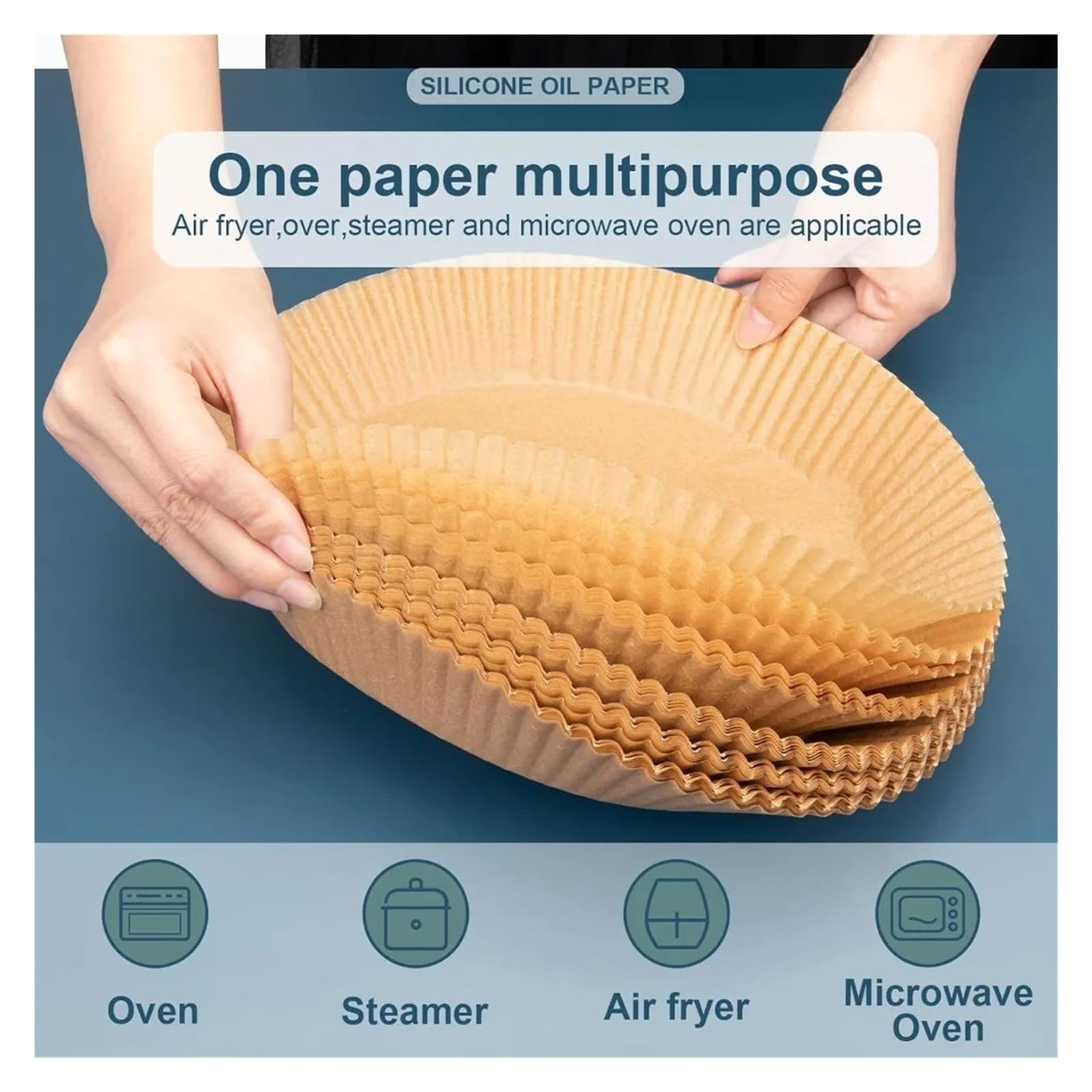Einweg-Luftfritteuse aus Papier, Ofenpapier, antihaftbeschichtete Luftfritteuse(Square 100Pcs)