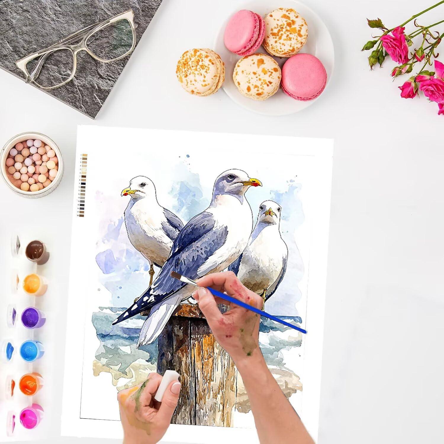 WEISHIWE Gabbiano Dipingere con i Numeri per Adulti, 70x90cm a-308 | Paint by Numbers Kit con Pennelli e Acrilico Pigmento, Fai da te Olio La Pittura di Numeri Kit, Decora la Casa, senza Cornice
