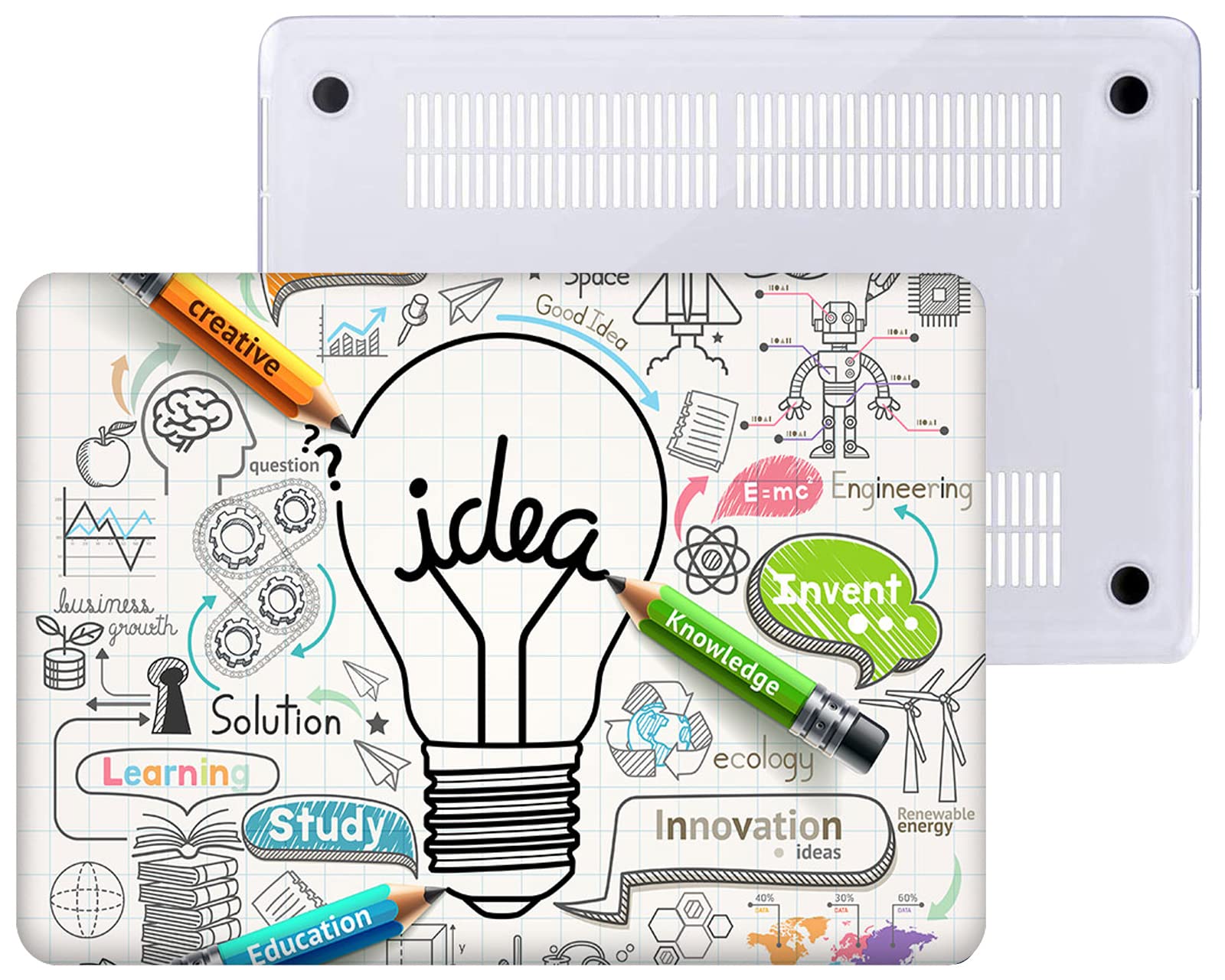 Funda Compatible con MacBook Air 13 Pulgadas 2017-2010 Release A1466/A1369,Carcasa Rígida Protector de Plástico Cubierta & EU Teclado Cubierta & Pantalla Protecto,Bombillas Creativas