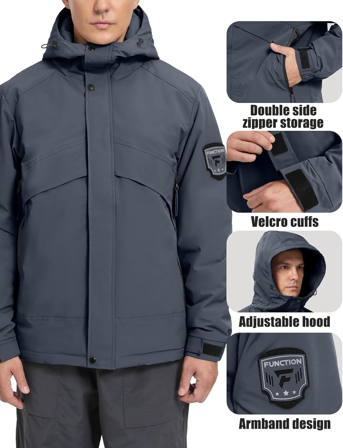 Men's Ski Jacket Waterproof Warm Winter Coat Windproof Insulated Snowboard Jacket Hooded Mountain Windbreaker - Image 5