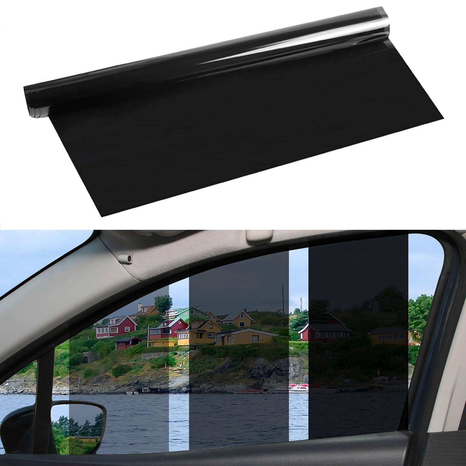 Film teinté pour Voiture,Film de Protection Solaire pour Voiture,Film teinté pour vitre de Voiture,Film teinté pour fenêtre pour Bloquer Les Rayons UV/IR,la Chaleur (5% VLT, 50X300CM)