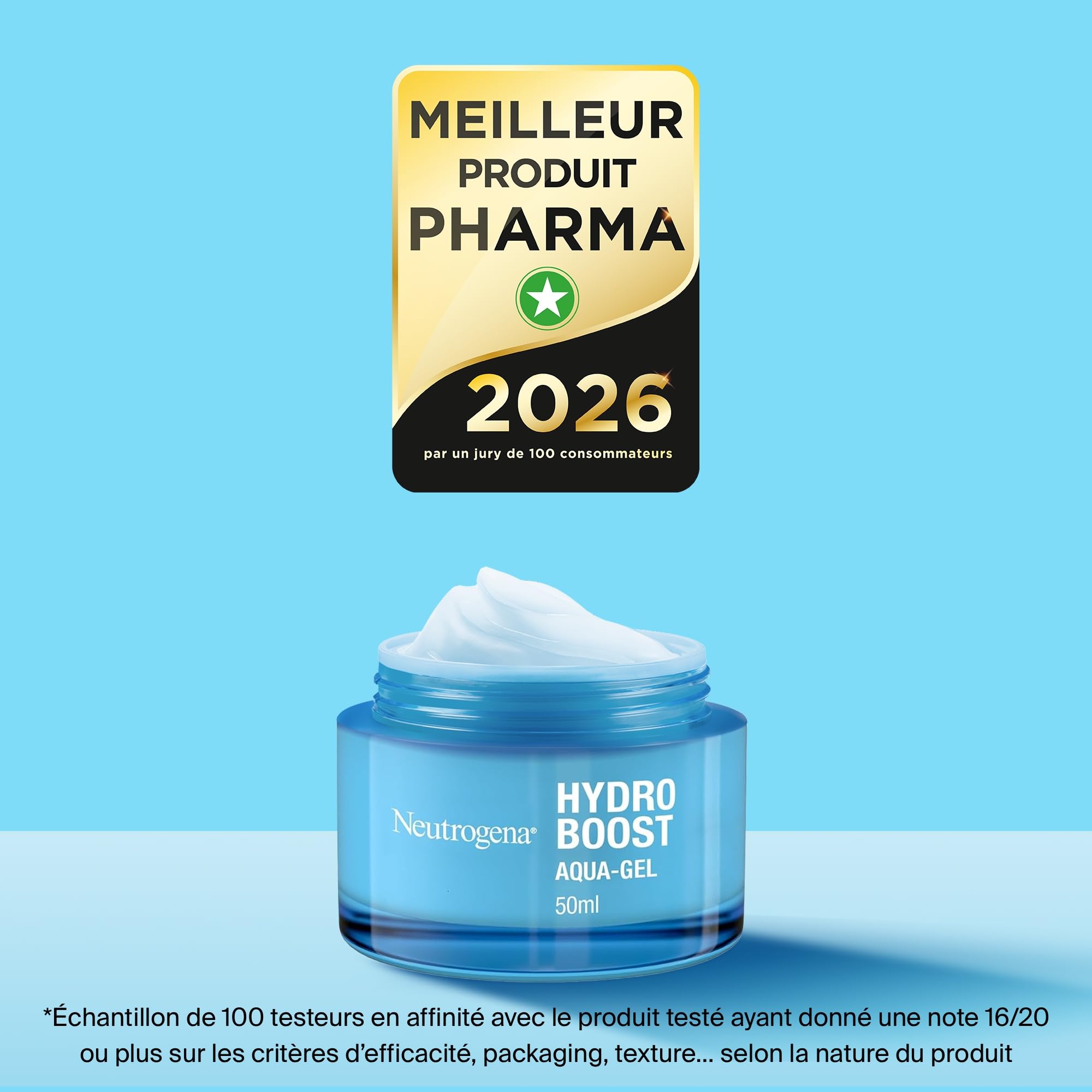 Neutrogena – Aqua-Gel Hydro Boost (pot de 50 ml) – Crème hydratante pour tous types de peaux à l'acide hyaluronique – Gel hydratant pour un teint frais et éclatant
