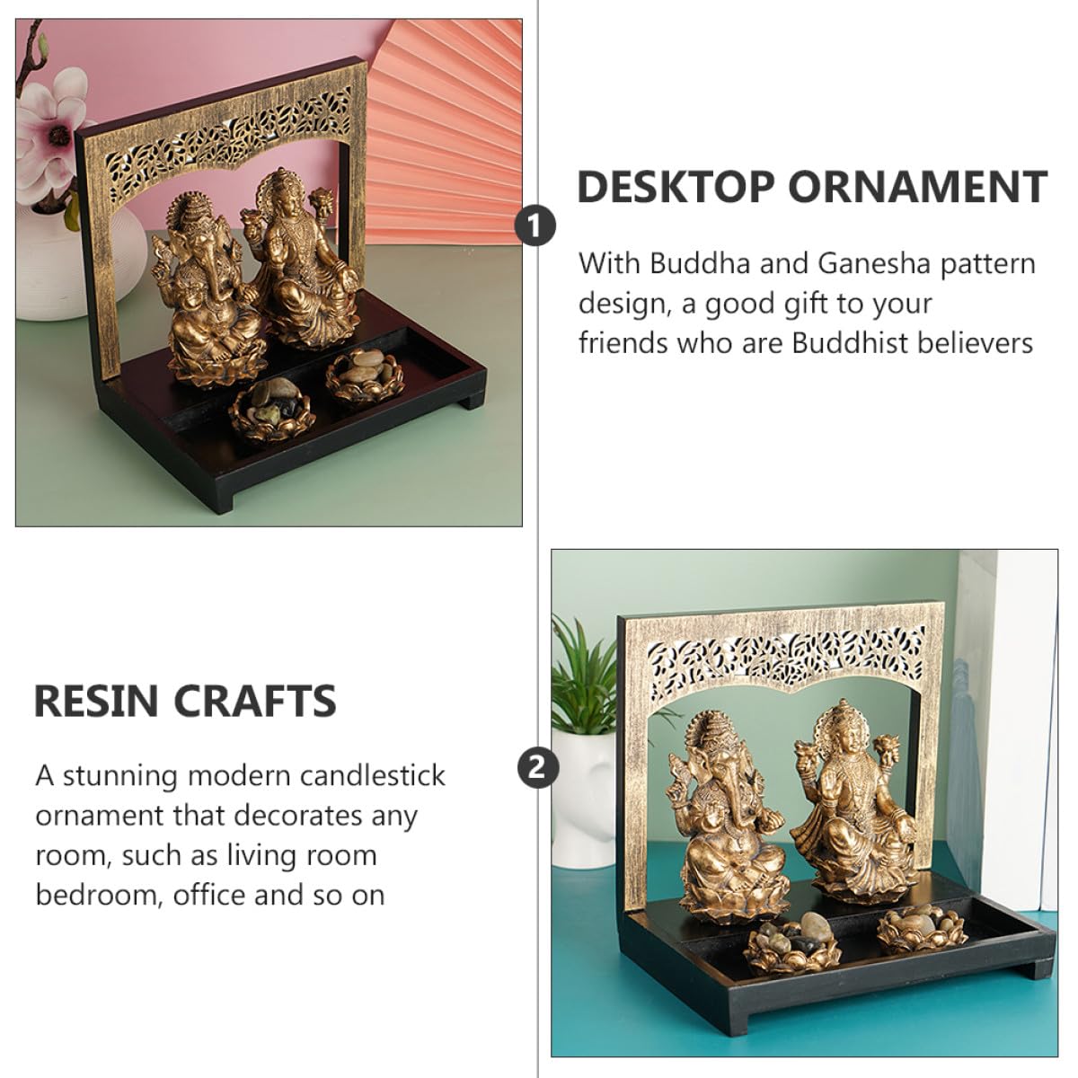 Statua in Resina di Buddha Portacandele Decorativo da Meditazione e Salotto 10 Cm