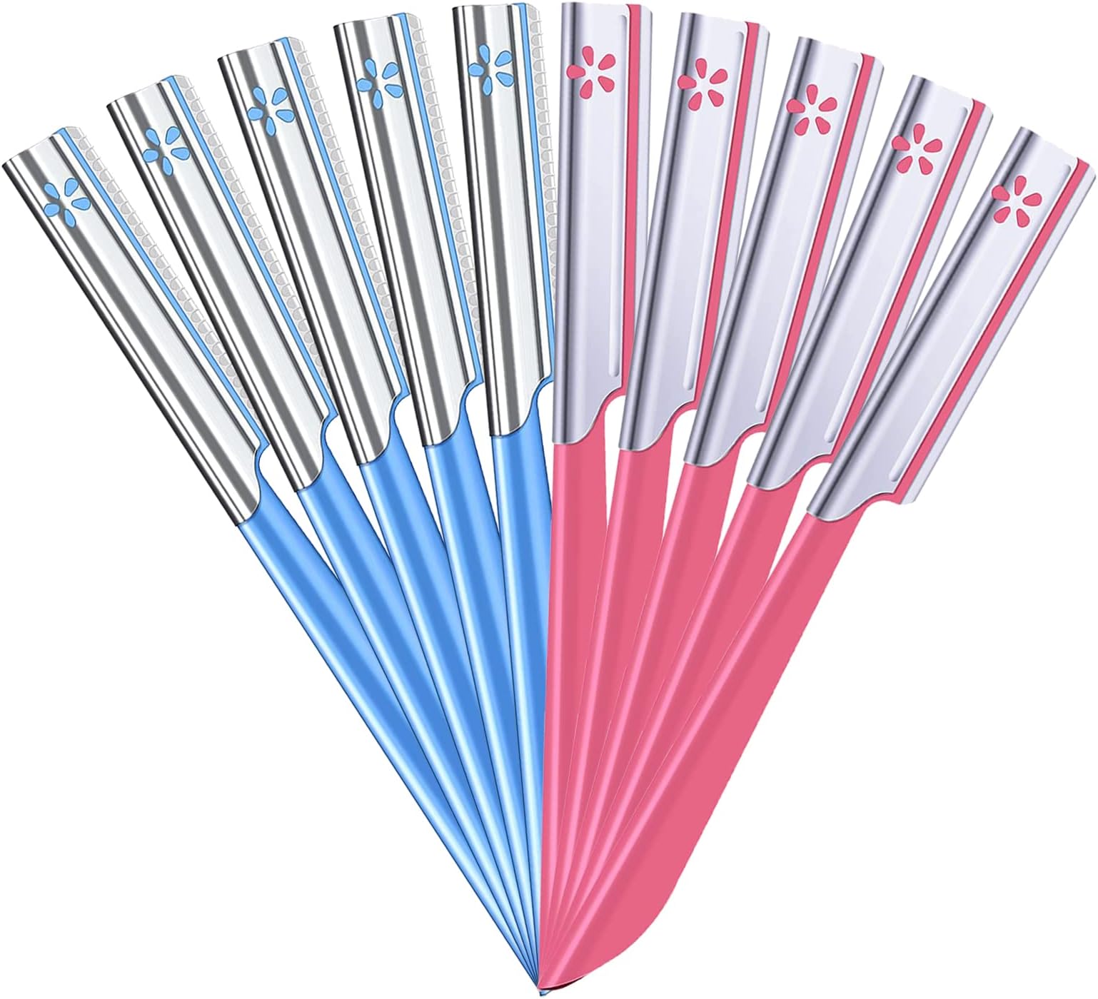 10 Pieces Eyebrow Razor for Women Facial Shaver Razor Brow Shaper Eyebrow Trimmer Dermaplaner Shaping Tool with Cover (Pink+Blue)