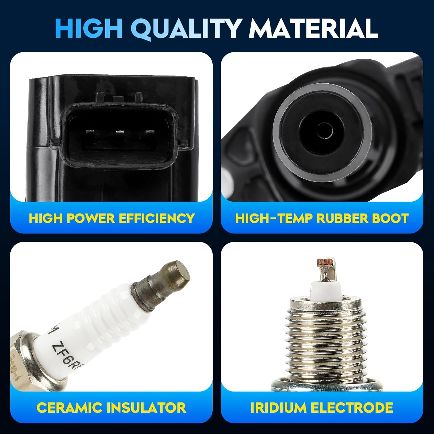 Ignition Coil Pack + Iridium Spark Plugs for Nissan Altima 3.6L V6, Murano Maxima 350Z Pathfinder Quest, for Infiniti EX35 FX35 G25 G35 JX35 M35 M35H Q50 Q70 QX60，Replaces UF550 22448-JA10C, 6 Sets