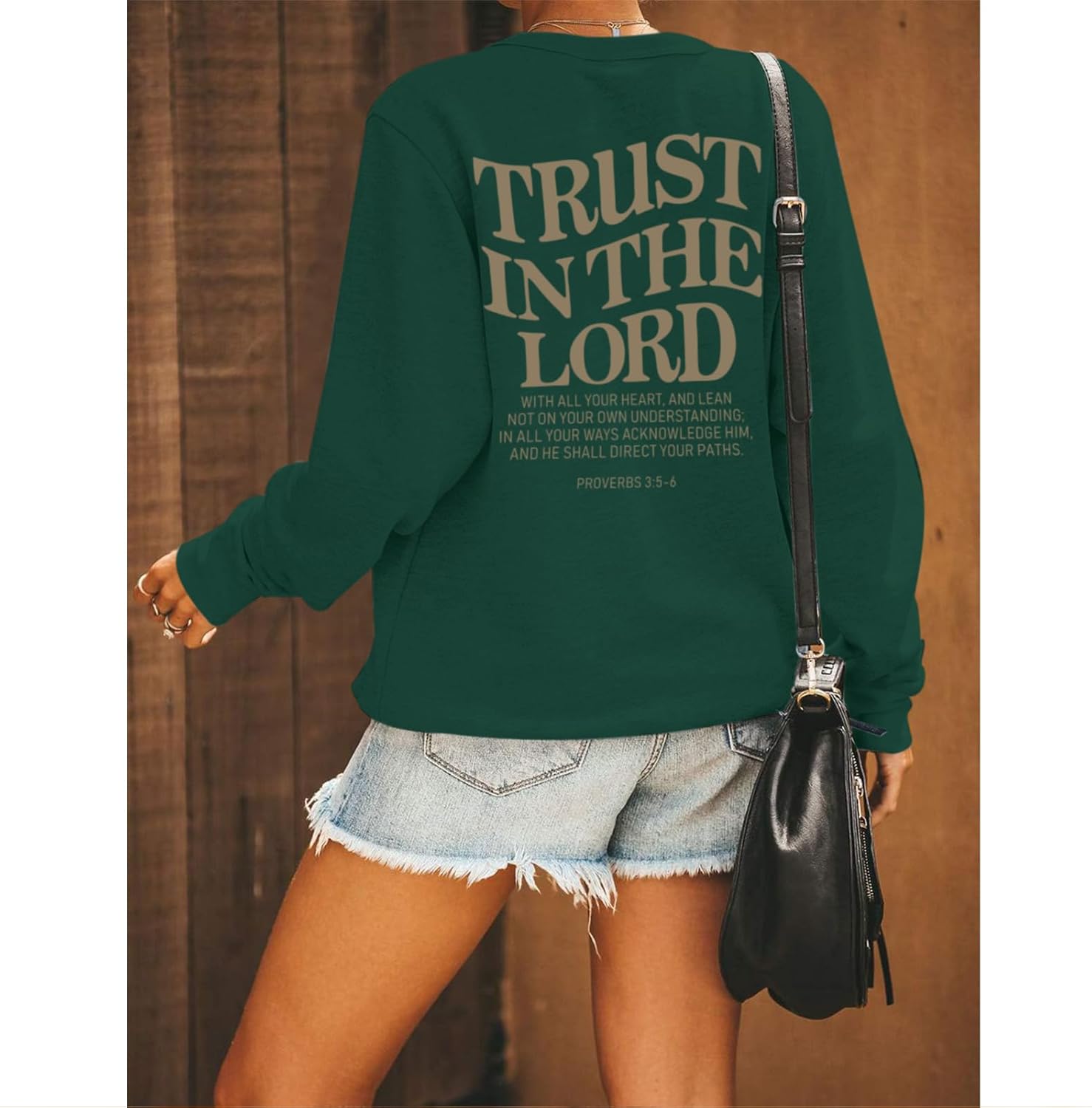 Tuislay Trust In The Lord Sweatshirt Bible Verse Christian Graphic Sweatshirts for Women Crew Neck Oversized Pullover Tops - Image 4