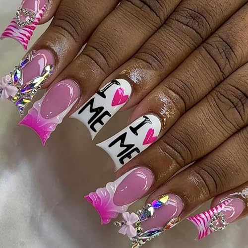Press on Nails Duck Shaped Glossy Full Cover Acrylic French