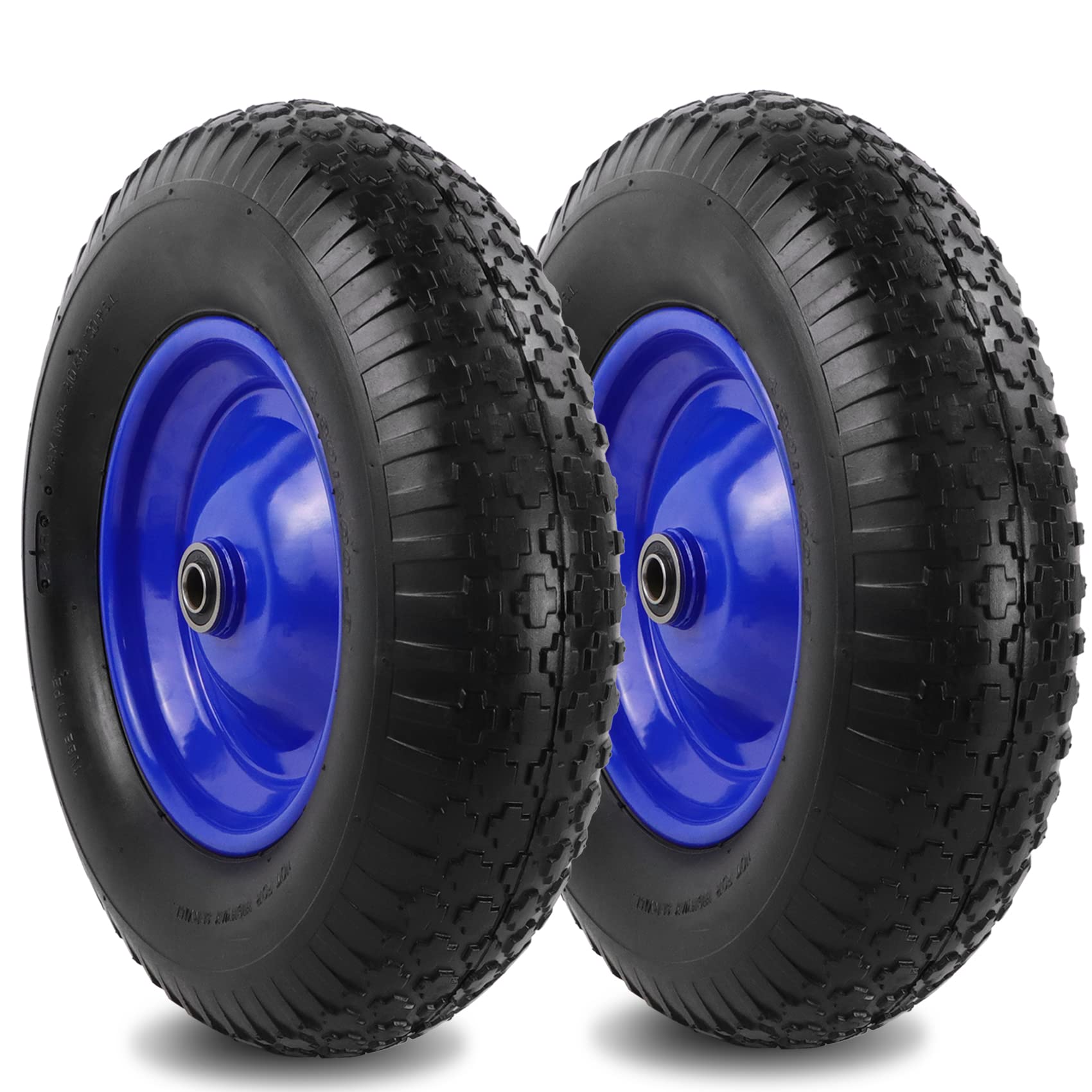 Photo 1 of 4.80/4.00-8 Pneumatic Wheelbarrow Wheel and Tires, 16" Inflatable Wheelbarrow Wheels with 5/8" Ball Bearings, Universal Fit 16" Air Filled Wheelbarrow Tires for Wheelbarrows/Utility Yard carts-2PCS