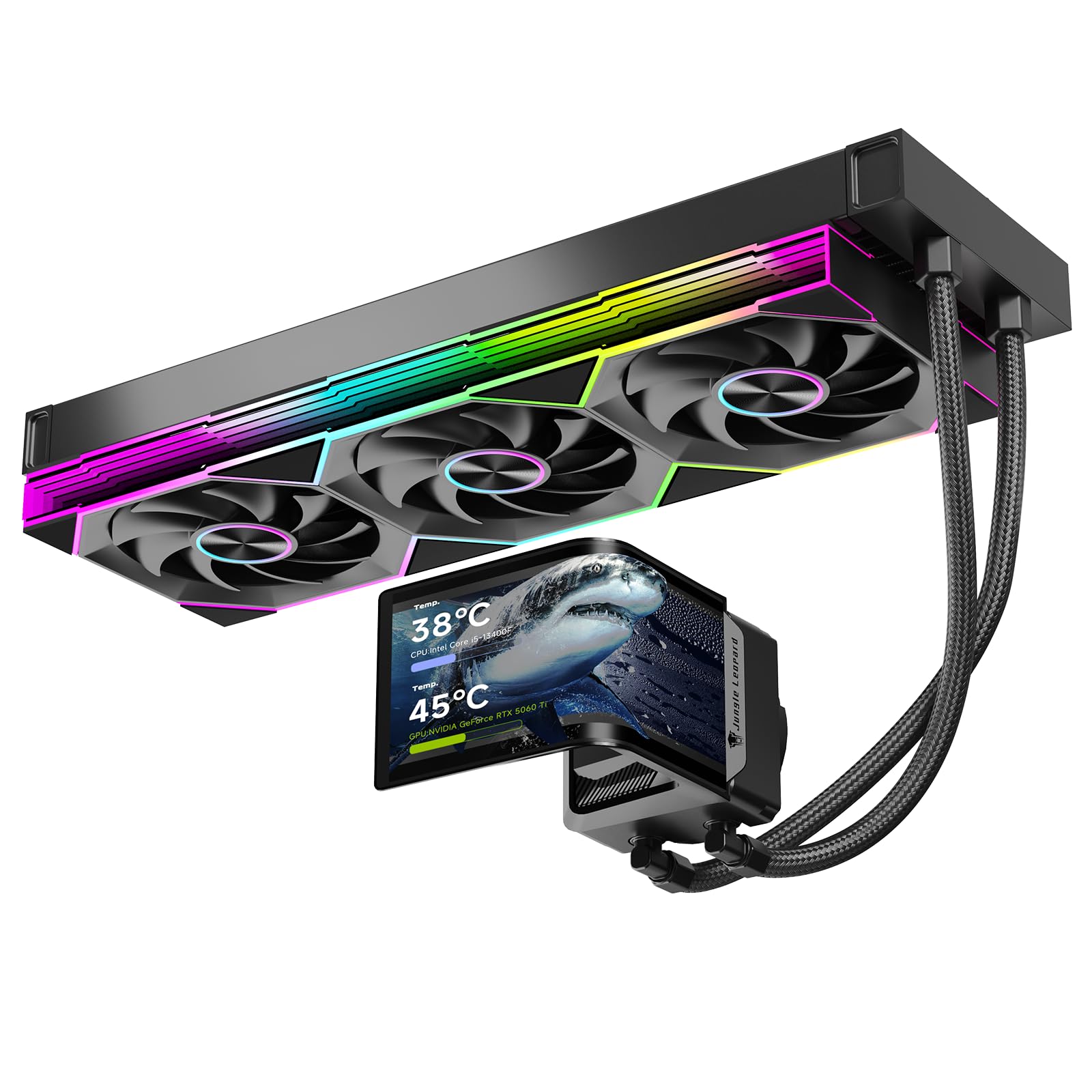 TZMRIT CA360 ARGB 360mm AIO Drehbar 6.67 '' AMOLED Gebogener Bildschirm 3D Anamorphe Wirkung Anpassbar AIO Wasserkühlung 360mm, 320w TDP, für Intel LGA 1851/1700 AMD AM5/AM4 (BK)
