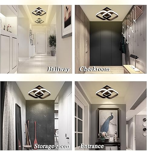 Miniatura 8 de Luces de techo LED con sensor de movimiento, lámpara de techo moderna de 20 W, lámpara de techo cuadrada negra con cable, lámpara de pared activada