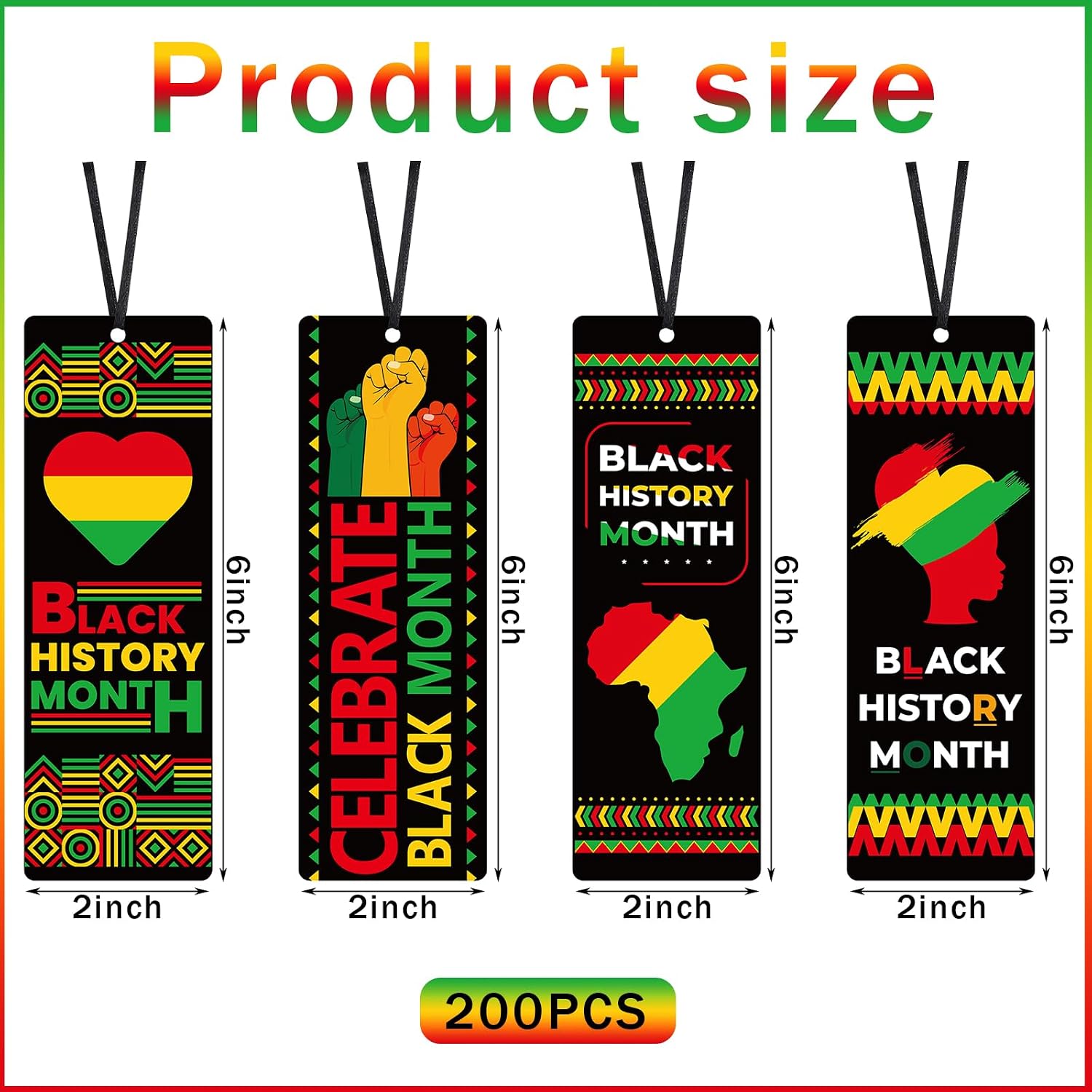 Resurhang 200 Pcs Black History Month Bookmarks Double Sided Inspirational Bookmarks Bulk African American Celebration Gifts for Women Men Book Lovers Black History Month Party Favor Gifts image 2