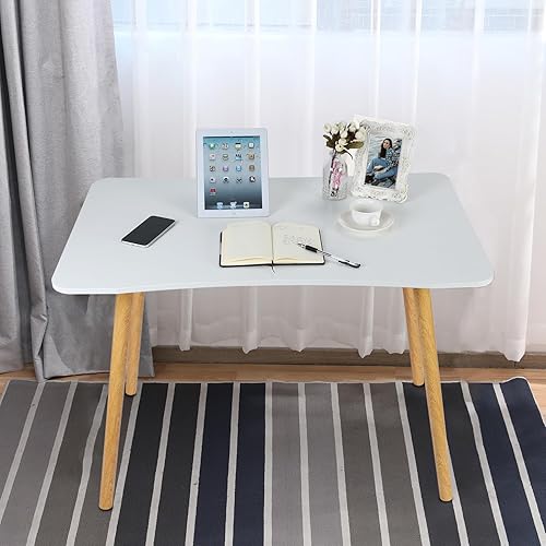 Miniatura 4 de TOLUON Escritorio para computadora, escritorio de estilo moderno y simple, diseño de arco ergonómico para oficina en casa, estudio, mesa de trabajo