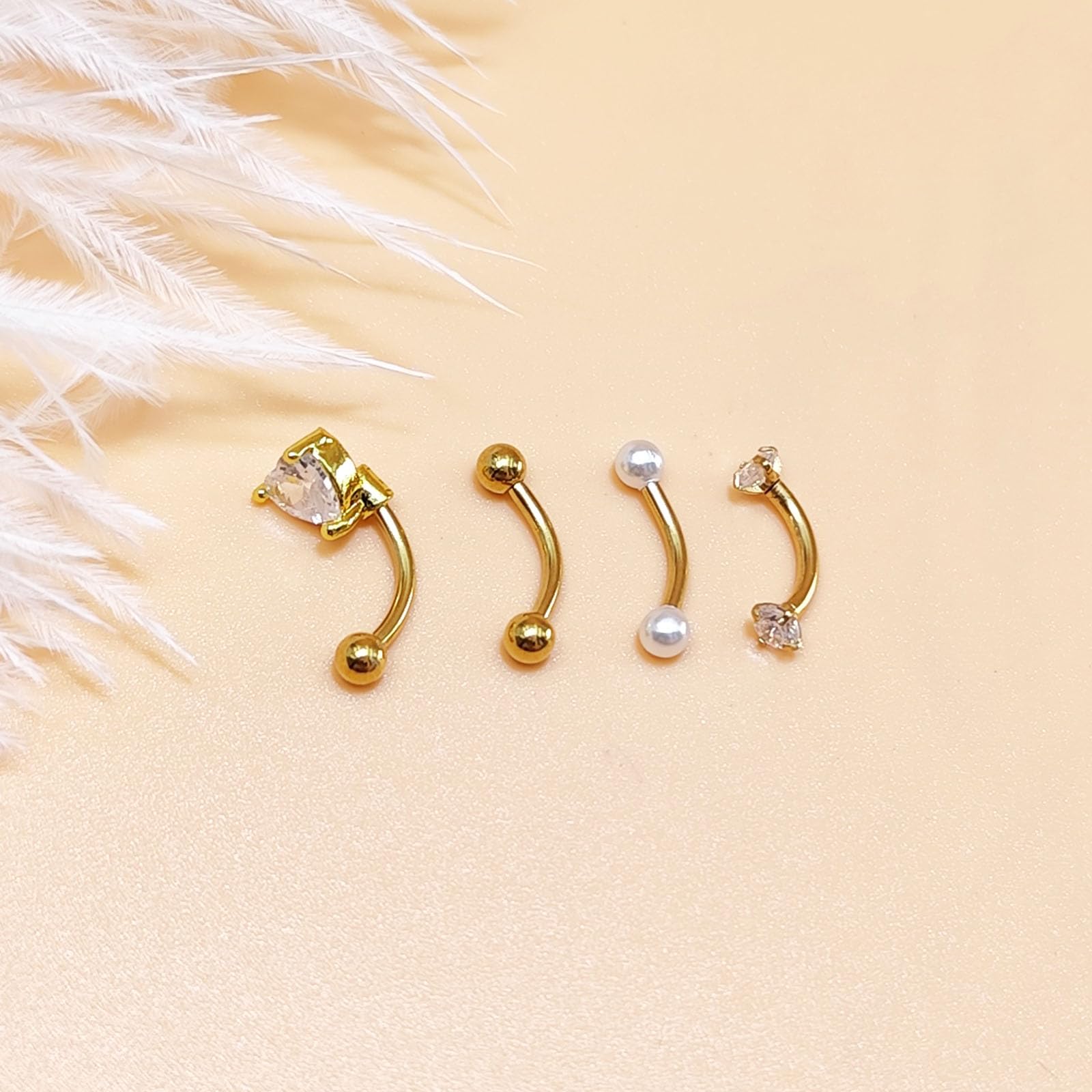 Piercing Ceja Rook Piercing Labio Daith Helix Barra Curva 8mm Acero Inoxidable 16G Piercing Banana Piercing para cejas Plata y Oro Negro