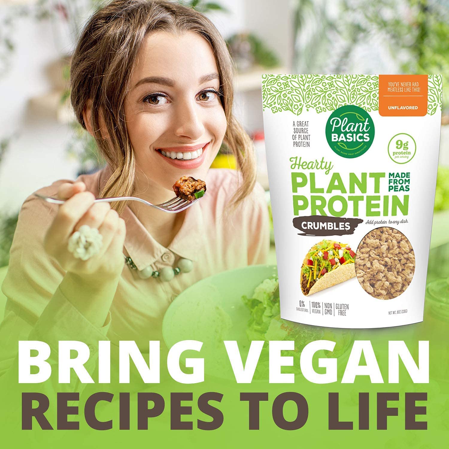 Plant Basics - Hearty Plant Protein - Unflavored Crumbles, 15 lb Bulk Bag, Made from Peas, Non-GMO, Gluten Free, Low Fat, Low Sodium, Vegan, Meat Substitute