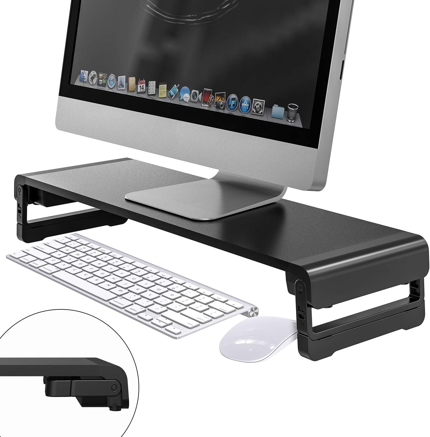 Monitor Stand, MiiKARE Aluminium Alloy Monitor Riser 3 Height Adjustable for Laptop, PC, Computer, Ergonomic Desktop Stand for Keyboard Storage & Multi-Media Printer TV Screen
