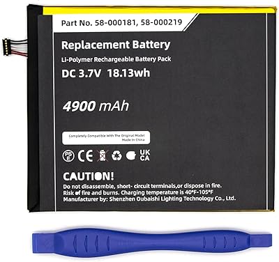 TAWUZUOR Replacement Battery Fire 8th Generation Fire HD8 8TH SX0340T SX034QT L5S83A 26S10140 58-000181 MC-31A0B8 & 58-000219. 3.7V 4900mAh
