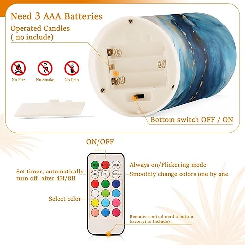 Vista 304 de Velas parpadeantes sin llama, velas LED moradas de mariposa lavanda con temporizador remoto, juego de 2 velas a pilas para San Valentín, boda
