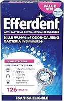 Vista 8 de Efferdent Tabletas de limpieza de retenedores, tabletas limpiadoras de dentaduras para aparatos dentales, limpieza completa, 102 tabletas