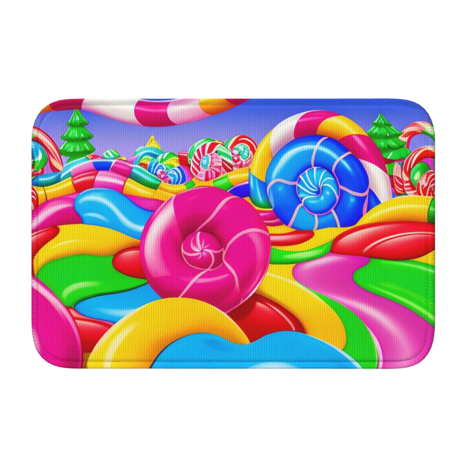 Tapis de sol 40 x 60 antidérapante facile à nettoyer JKIEGOQ Candy Land durable