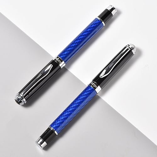 Miniatura 2 de Borges Bolígrafo de punta redonda de fibra de carbono premium, escritura suave, elegante diseño azul, (2 unidades)