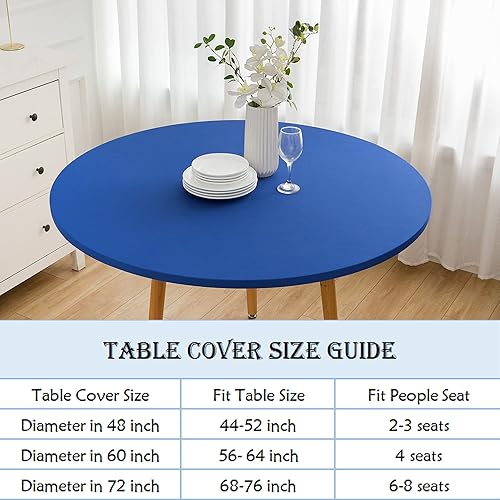 Miniatura 5 de Wolkemer Paquete de 3 manteles redondos ajustables de 5 pies de elastano, elásticos, borde elástico, color negro, para comedor, boda, fiesta,