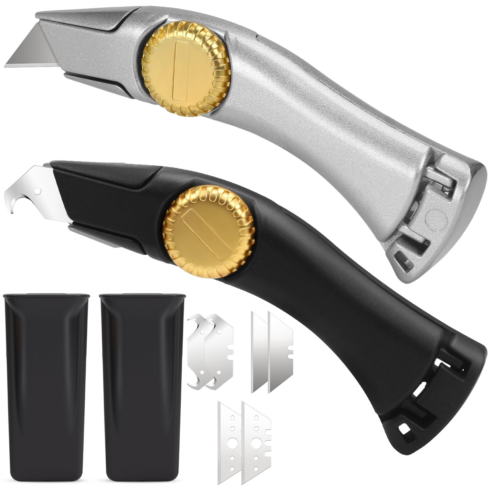 2-Pack Silver/Black Fixed Blade Roofing Knife,Lizenoz Navajas para Roofing