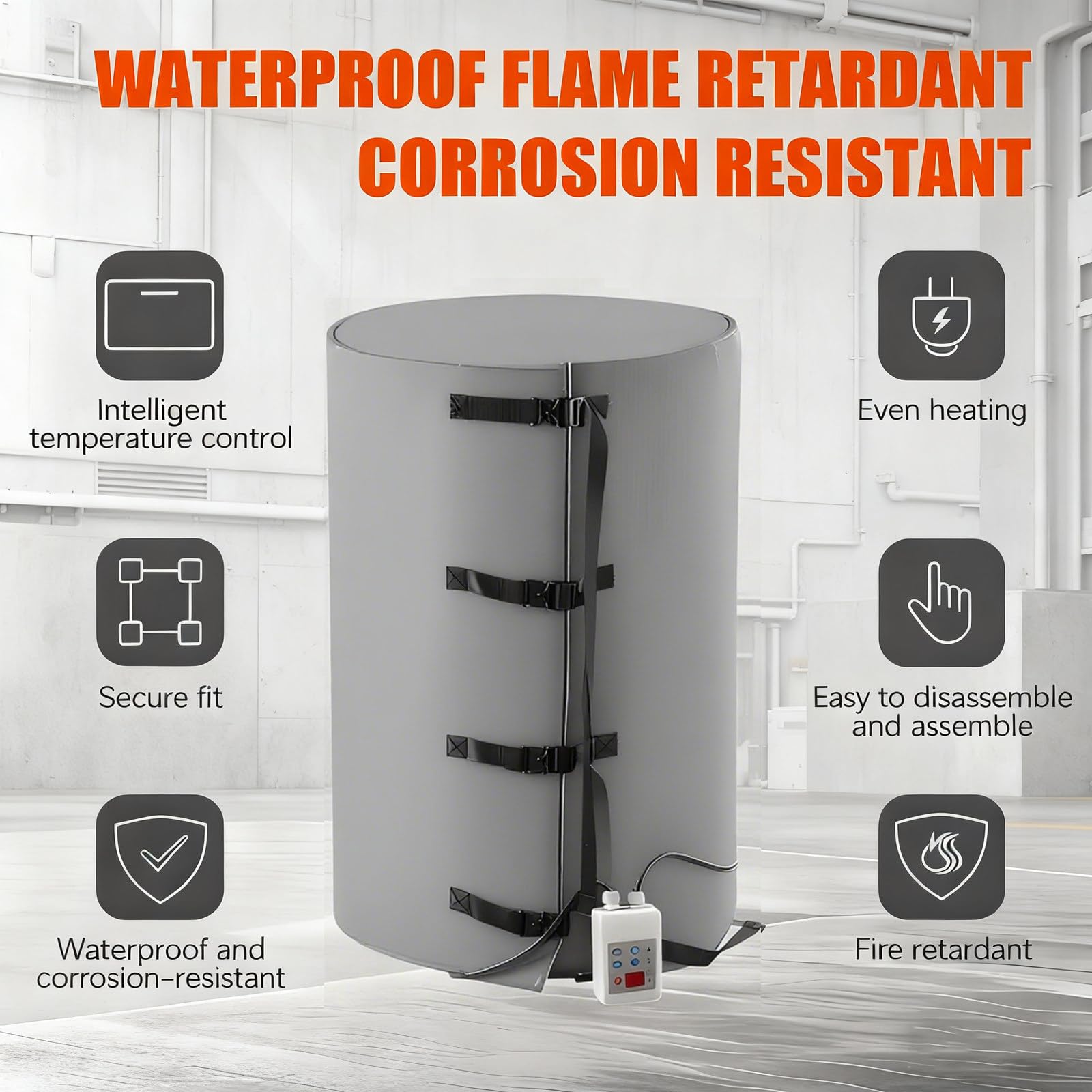 Manguito Calefactor para bidones IBC y Banda calefactora Ajustable de 0 a 150 °C para bidones de Aceite, Materiales de Aislamiento Impermeables, para Tanques de plástico IBC 1000L-110V