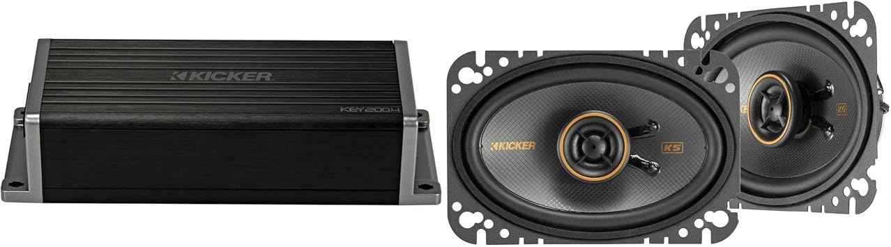 KICKER 47KEY2004 DSP Amp 51KSC4604 4x6 in Speaker Bundle | 4-channel DSP smart amplifier bundle with 51KSC4604 4x6 in audio upgrade speakers.
