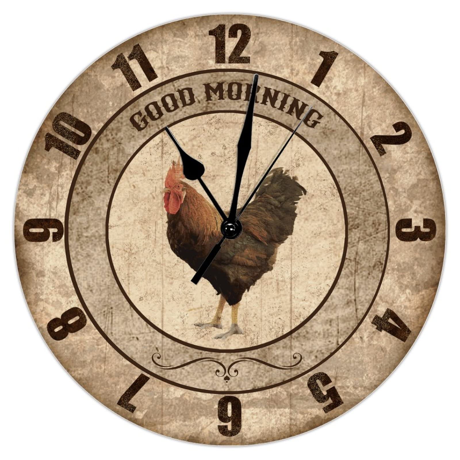 Horloge murale decorative coq pour creer une ambiance de cuisine rustique et chaleureuse