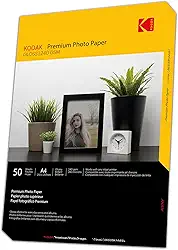 Kodak Papel fotográfico brilhante tamanho A4 240gsm | Papel fotográfico premium de alto brilho para impressoras jato de tinta (A4 - 50 folhas)